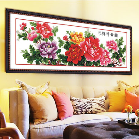 Latest accurate printed flower Peony blossom cross stitch cross stitch new living room series