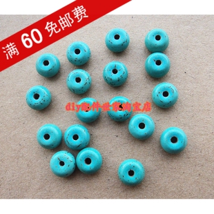  diy珠子批发 绿松石/民族风车轮 8mm 10mm高仿绿松石隔珠2元20颗
