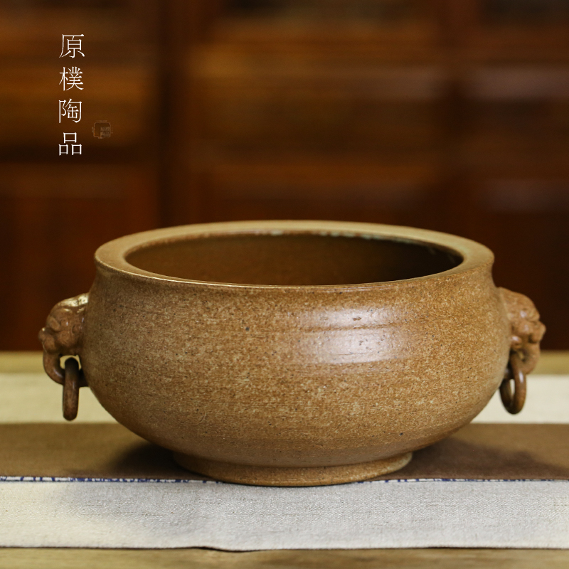 包邮宜兴手工复古茶洗粗陶狮头双耳茶洗茶艺茶具笔洗大号水盂茶桶|msdalam kategori pinggan mangkuk, set teh, dulang teh - dari Buy2taobao.com untuk memberikan perkhidmatan ejen Taobao profesional membeli