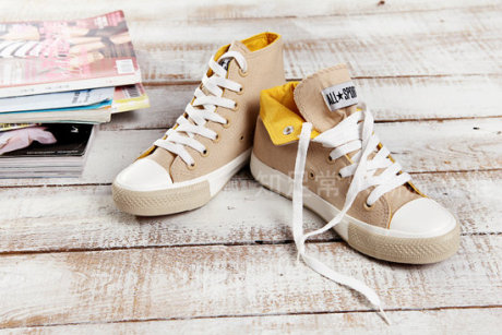 包邮秋款女士透气 高帮无内增高帆布鞋女 韩版