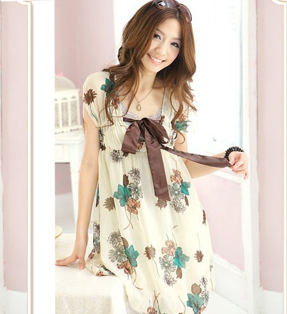 韩版碎花裙子宽松裙...