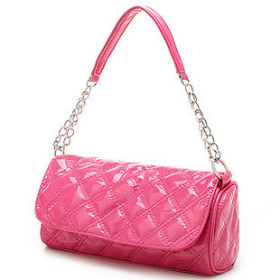 菱形格编织链条单肩...