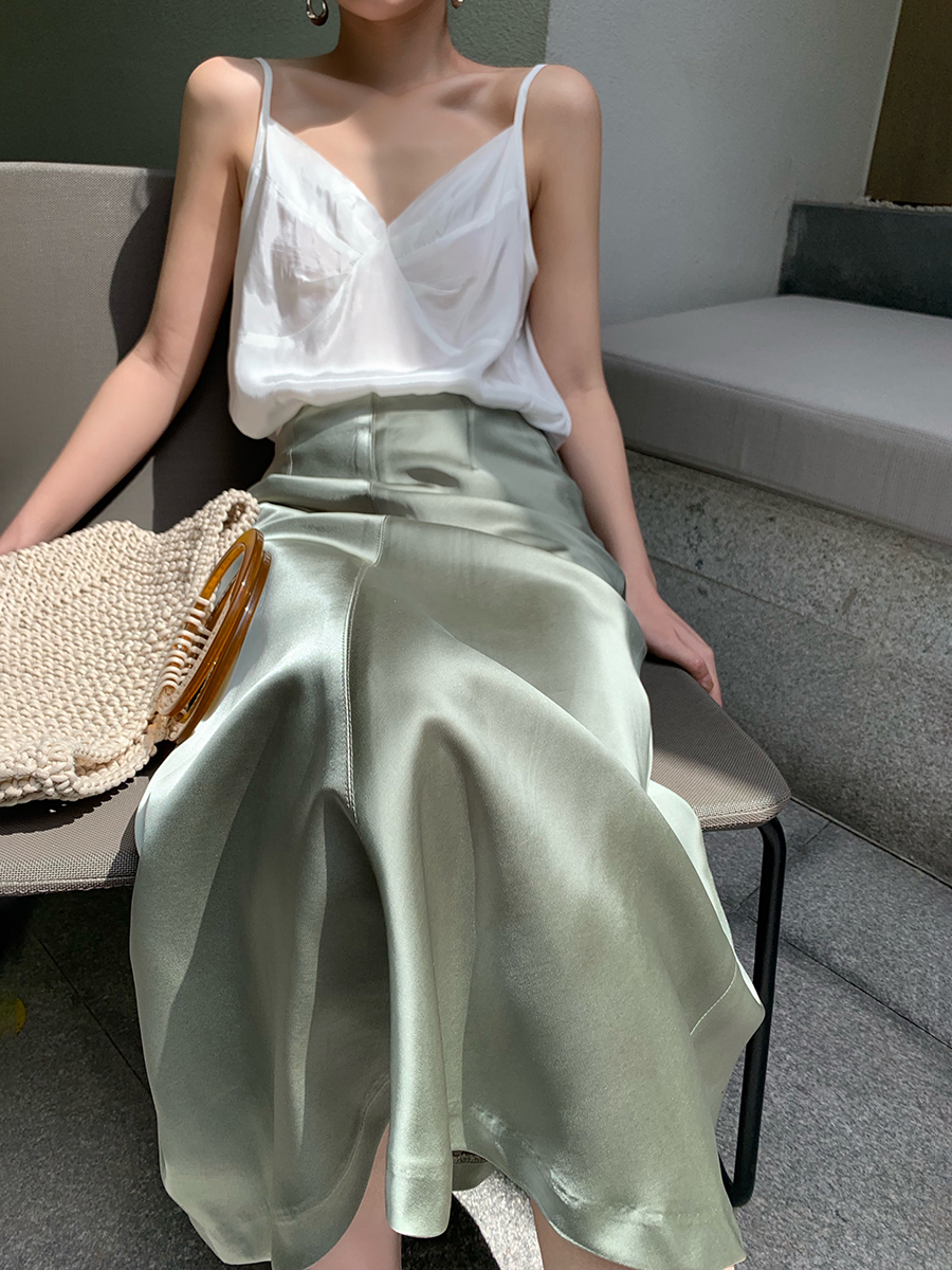 MARYME2019夏季新款优雅光泽感缎面复古高腰长款A字半身裙鱼尾裙在类目 女装/女士精品, 半身裙中 - 来自Buy2taobao.com提供专业的淘宝代购服务