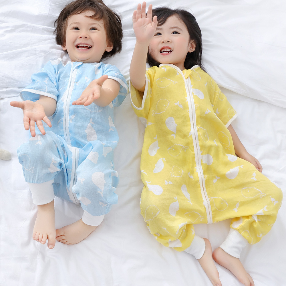 2019新款宝宝夏款童装婴儿短袖纯棉家居服纱布分腿儿童分腿睡袋在类目 尿片/洗护/喂哺/推车床, 睡袋/凉席/枕头/床品, 睡袋/防踢被中 - 来自Buy2taobao.com提供专业的淘宝代购服务