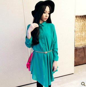 小翻领宽松感翡翠绿...