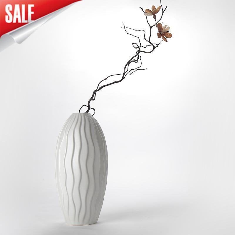 高档正品 陶瓷树纹榄型花插花瓶 波浪工艺术家居装饰摆设摆件白色 高档正品 陶瓷树纹榄型花插花瓶 波浪工艺术家居装饰摆设摆件白色