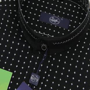  特价圆领衬衫雅戈尔衬衫男士长袖中华立领免烫黑色个性衬衣