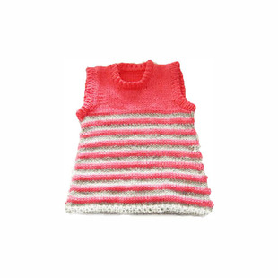 手工编织童装儿童女宝粉红色宝宝婴儿毛衣裙背
