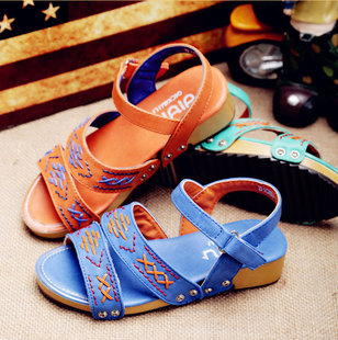  比比我女童凉鞋 新款夏季女童绣花松糕鞋 潮韩版正品儿童鞋子