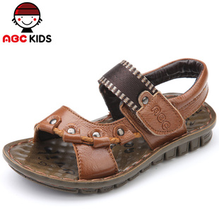  abc凉鞋正品男童皮革沙滩鞋韩版儿童鞋透气中童单凉鞋魔术贴