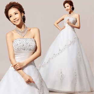 2013新款抹胸婚纱 韩版公主齐地长拖尾大码婚纱礼服胖mm显瘦绑带 2013新款抹胸婚纱 韩版公主齐地长拖尾大码婚纱礼服胖mm显瘦绑带