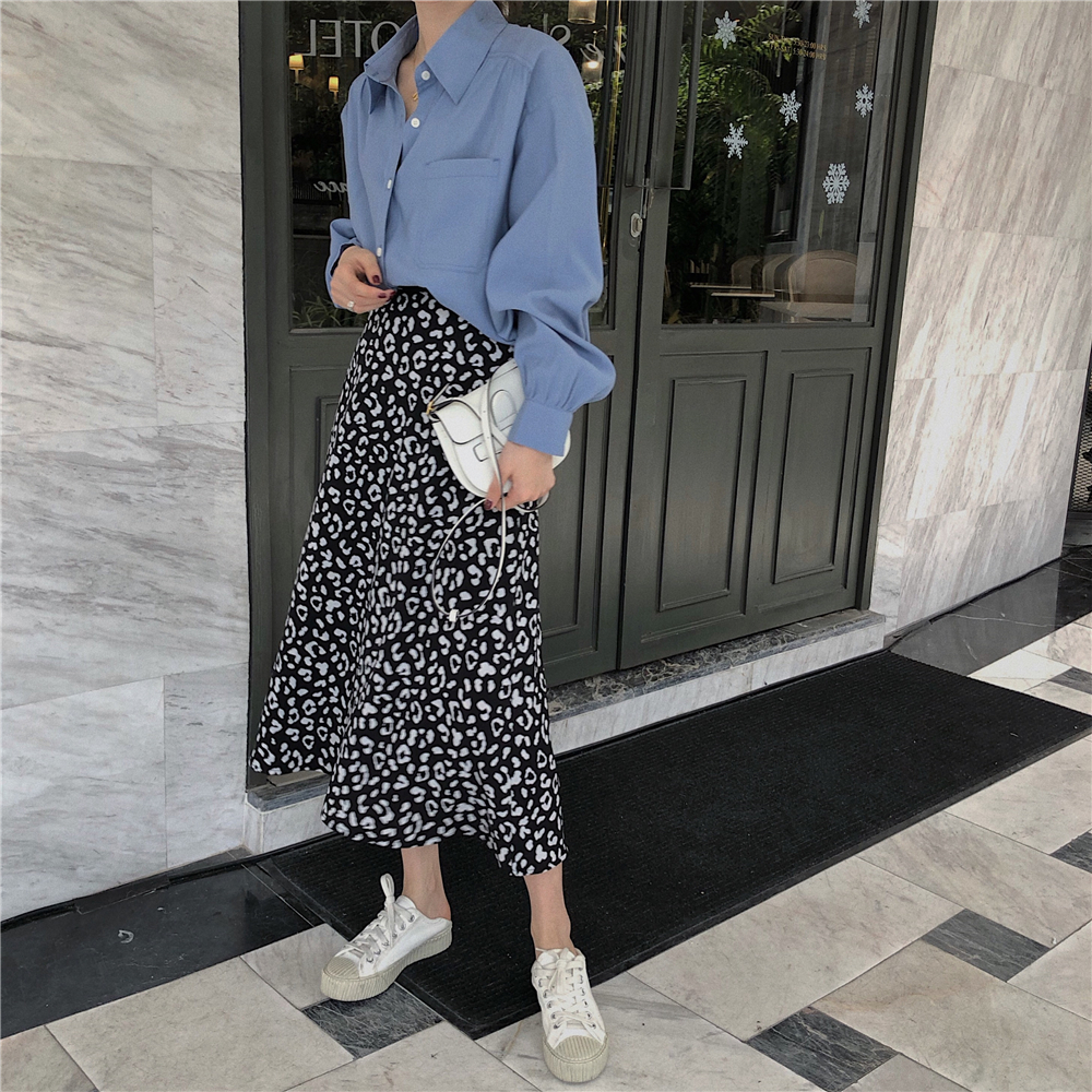 2019 Spring new pattern Korean Edition Retro Chiffon Leopard skirt Mid length version A word skirt Versatile Paige skirtin the Women's clothing/Boutique , Skirts category - from Buy2taobao.com to provide professional Taobao agent buy service