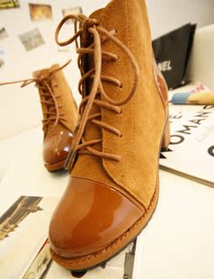  新品 欧美超大牌杂志爆款真皮高跟粗跟短靴 欧美真皮短靴女马丁靴