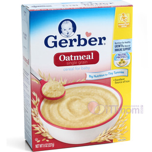  美国GERBER嘉宝2阶段燕麦米粉 (加铁，锌和B6)227g 宝宝辅食 零食