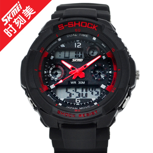  人气爆款 运动手表男生防水多功能表学生手表电子表双显潮表正品