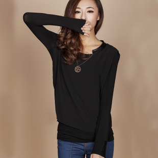 春装时尚假两件网纱长袖...