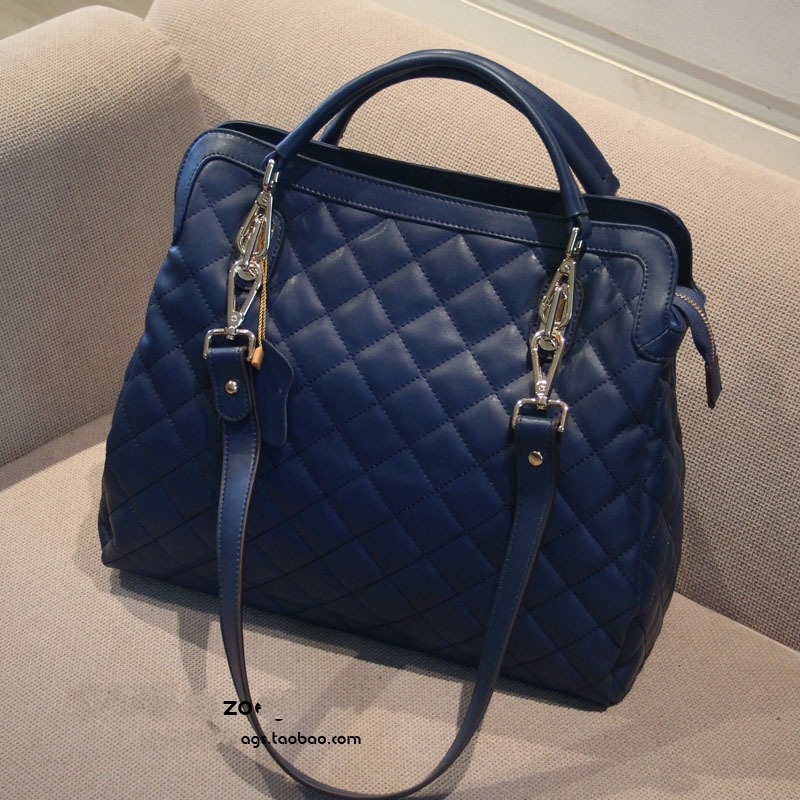 车缝线菱格手提包单肩...