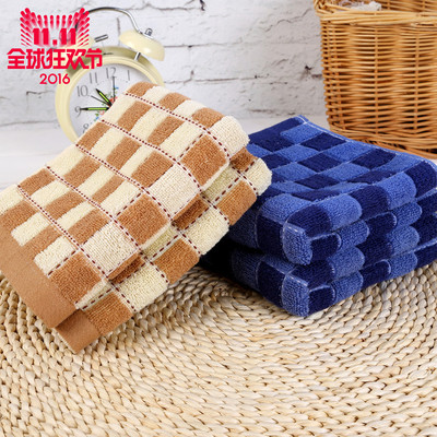 纯棉毛巾全棉格子洗脸巾吸水加大毛巾美容巾加