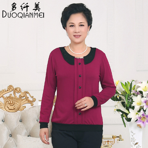 VIP特惠中年<em>女装长袖t恤</em>女新款针织衫春秋妈妈