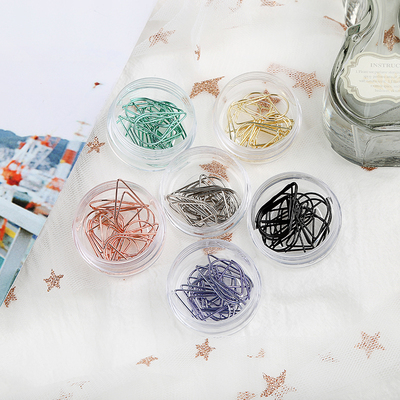 就爱zakka  水滴款回形针曲别针书签手帐工具塑料盒装10枚入6色