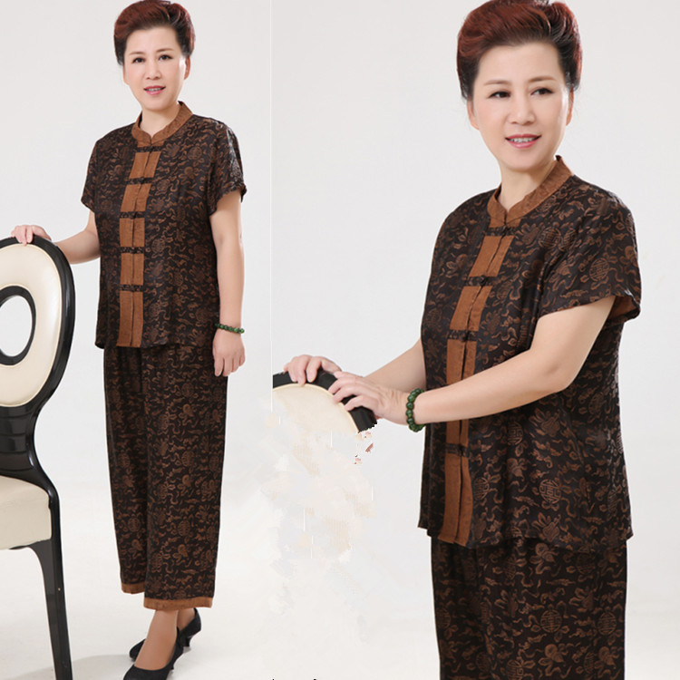 new pattern Real silk gambiered Guangdong gauze suit Middle and old age Women's wear Mom outfit enlarge Add fertilizer Short sleeved Tang costume Grandma loaded Salein the Women's clothing/Boutique , Middle-aged women category - from Buy2taobao.com to provide professional Taobao agent buy service