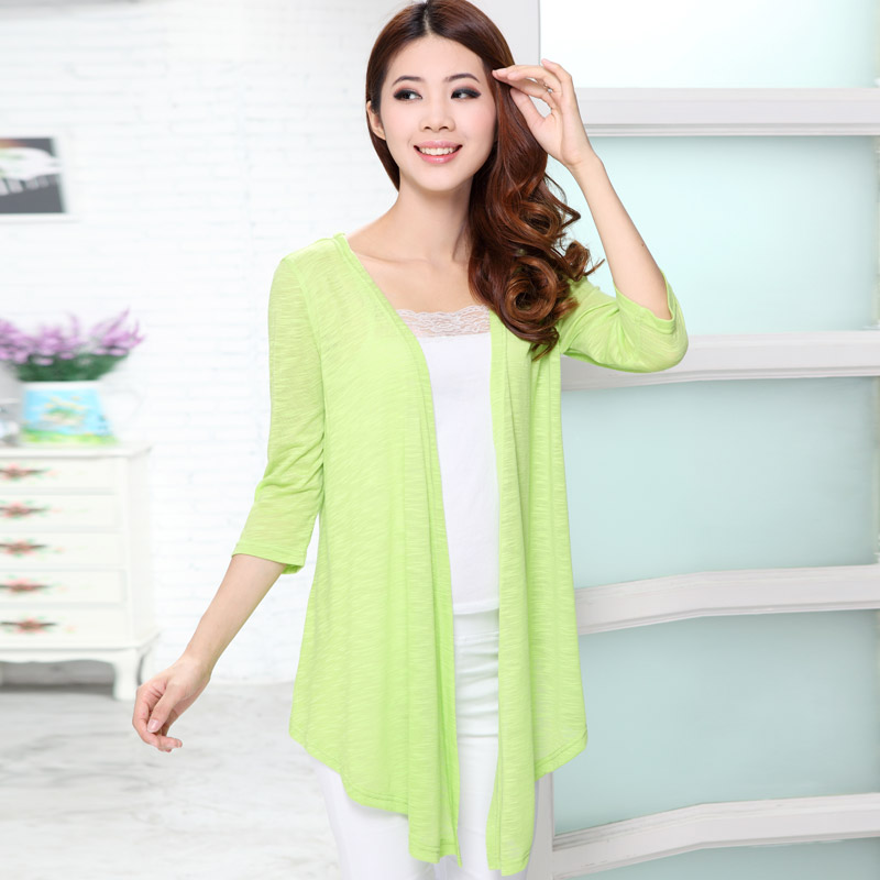 韩版披肩中长针织衫...