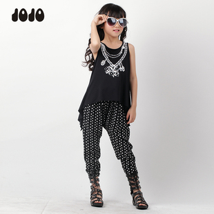  jojo童装正品 春夏装新品时尚韩版t儿童背心女童无袖T恤衫