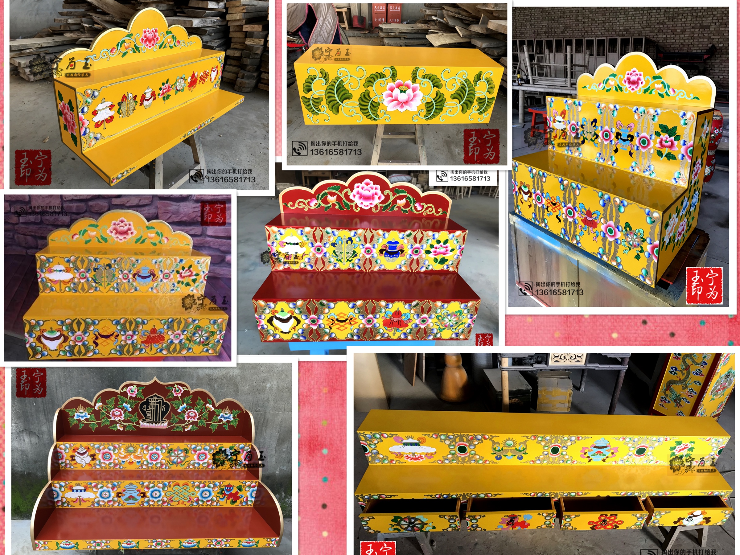 Hand painted Tibetan Tantra Knutsford Coloured drawing multi-storey Shrines Customizable Hand drawn For Taiwan Temple Altarin the Residential furniture , Cabinet , Buddha cabinet/Shrines category - from Buy2taobao.com to provide professional Taobao agent buy service