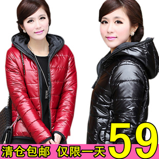  清仓 冬装棉衣女韩版亮面连帽棉袄新款女装羽绒棉服加厚外套