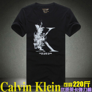  CK夏装专柜正品代购 男士大码休闲印花T恤 ck圆领修身男t衫短袖潮