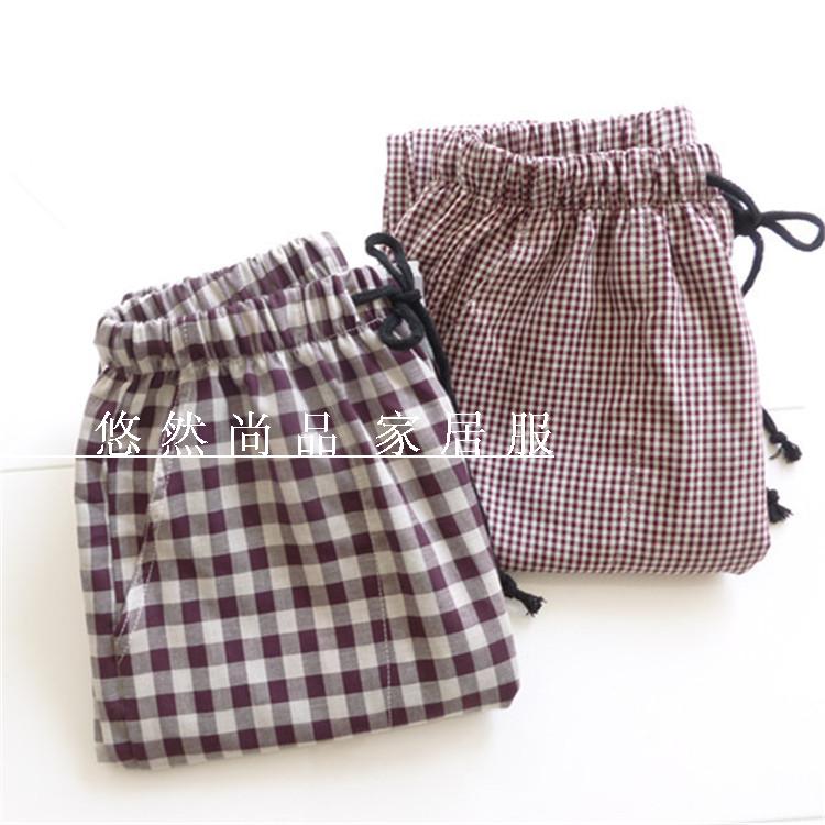 男女士纯棉双层纱布睡裤 春夏秋情侣家居长裤 圆点格子条纹|ruв категории Нижнее белье, пижамы/брюки - от Buy2taobao.com для оказания профессиональной услуги покупки агента Taobao