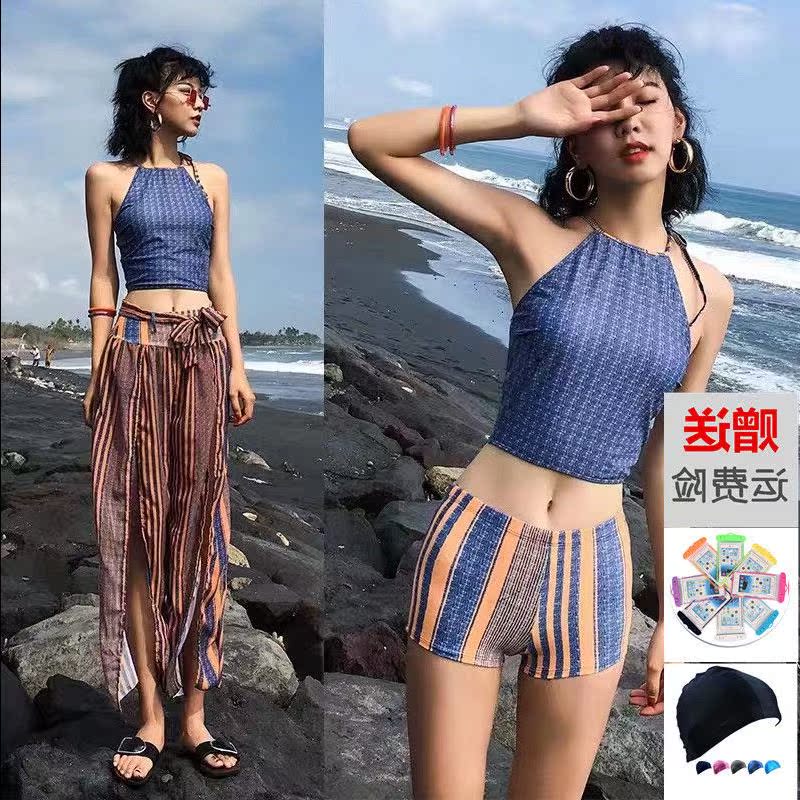 時尚複古高腰分體泳衣女性感溫泉沙灘顯瘦比基尼三件套保守平角褲在類目 運動/瑜伽/健身/球迷用品, 游泳, 比基尼中 - 來自Buy2taobao.com提供專業的淘寶代購服務