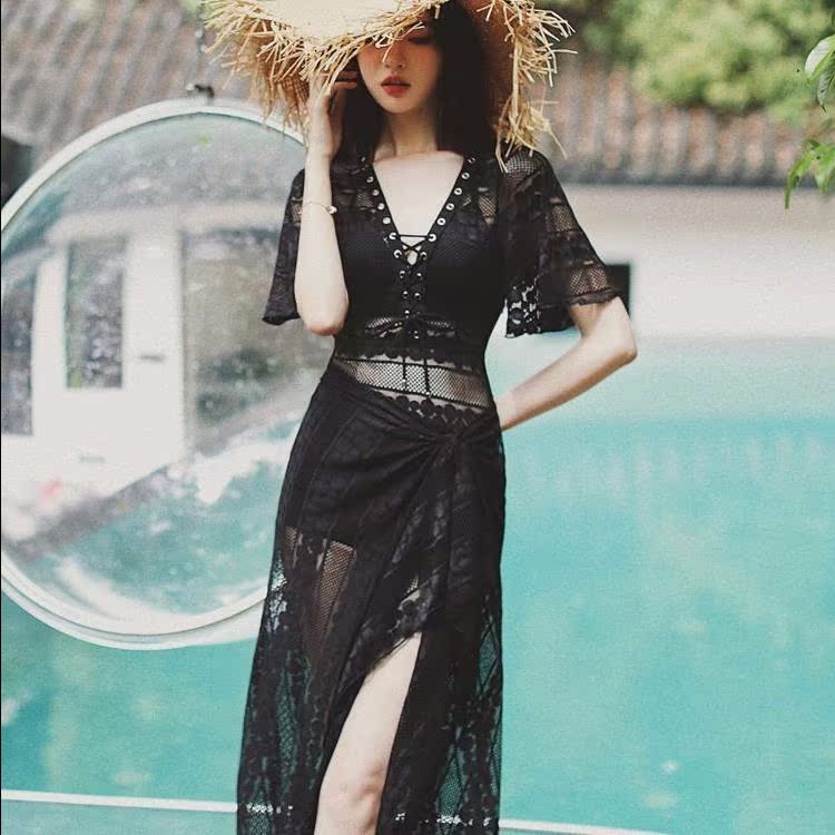Swimsuit sexy Conjoined Show thin black Swimming suit Three-piece Suite the republic of korea ins hot spring Swimwear conservativein the Sports/Yoga/Fitness/Fans supplies , Swim , Piece swimsuit category - from Buy2taobao.com to provide professional Taobao agent buy service