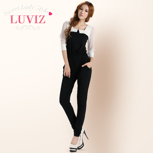  LUVIZ璐唯丝 女装夏装新款 雪纺显瘦连衣裤连身裤连体裤2406