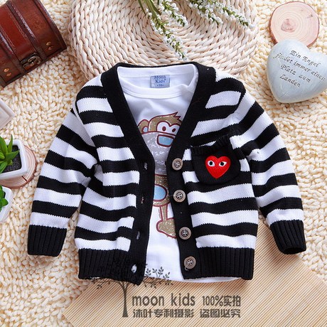 装<em>女</em>宝宝毛衣外套V领<em>条纹</em>婴儿<em>童装针织开衫</em>韩