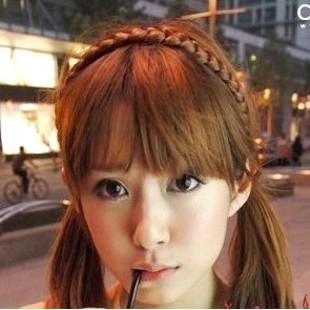  满9.9元包邮 B18大号弹力麻花编织假发 欧美复古儿童发带辫子发箍