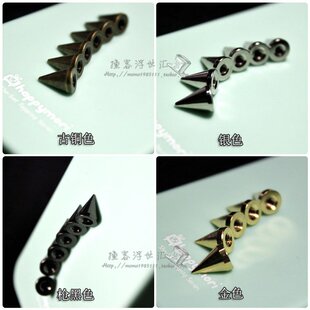  手工DIY服饰包包鞋子配件朋克风金色纯铜特尖钉子弹头1cm铆钉柳钉