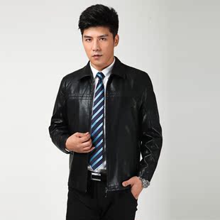  春装新款梦特娇男装正品男士商务休闲翻领绵羊皮皮衣外套1268