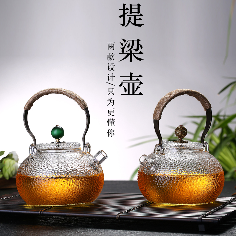 銅把提梁壺玻璃茶壺加厚耐高溫錘紋燒水壺煮茶器手工日式功夫茶具在類目 餐飲具, 茶具, 茶壺中 - 來自Buy2taobao.com提供專業的淘寶代購服務