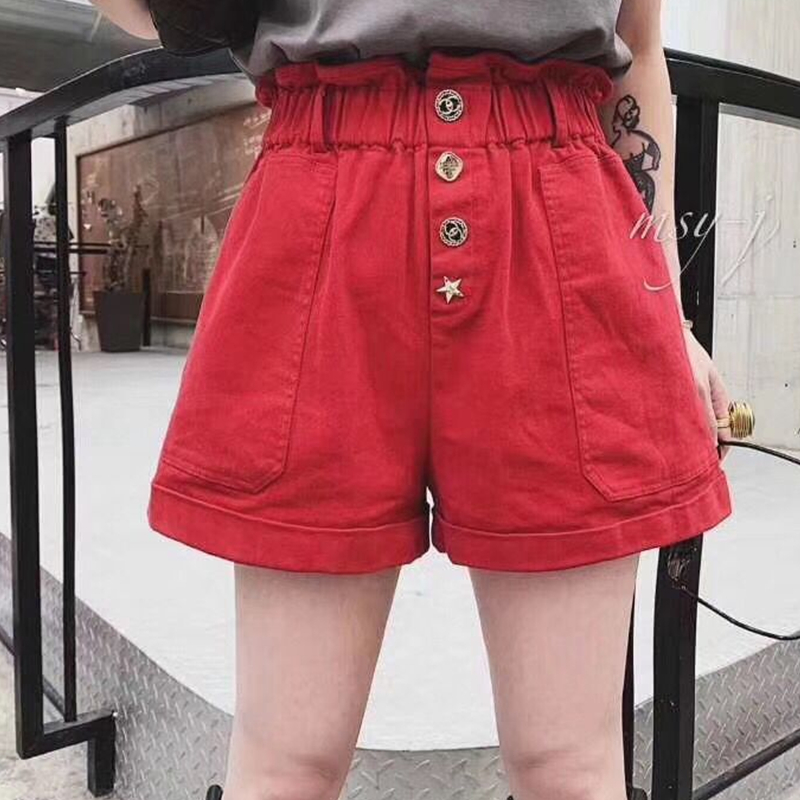 欧洲站2019春夏季新款单排扣阔腿松紧高腰休闲短裤热裤女直筒裤潮在类目 女装/女士精品, 裤子, 休闲裤中 - 来自Buy2taobao.com提供专业的淘宝代购服务
