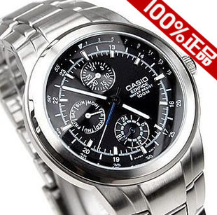  正品 CASIO卡西欧三眼石英手表钢带男表EF-305D-1A EF-305D-1AV