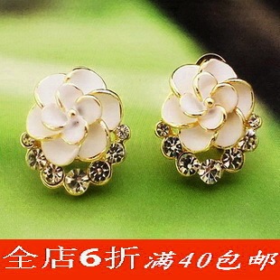  推荐多色选甜美花耳饰 OL 复古气质耳钉耳环韩国 F091
