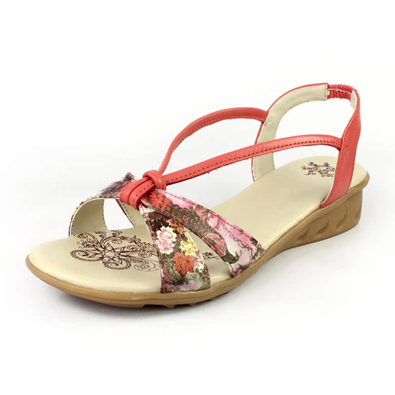 休闲平跟牛皮凉鞋牛筋...