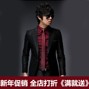  与狼共舞新款韩版修身西服新郎结婚礼服海澜之家套装满速男士西装