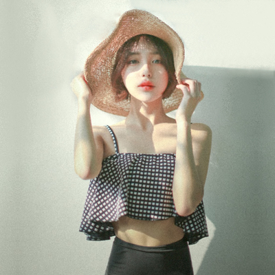 the republic of korea camisole Paige Black and white grid Show thin Swimsuit hot spring Swimwear Fission Bikiniin the Sports/Yoga/Fitness/Fans supplies , Swim , Bikini category - from Buy2taobao.com to provide professional Taobao agent buy service
