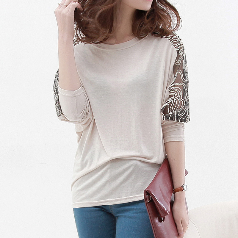 韩版简约圆领网纱...