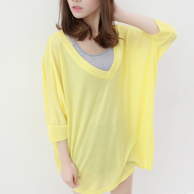 韩版简约宽松深V领...