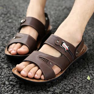  夏季男大童凉鞋男童皮凉鞋大码沙滩鞋38码儿童运动凉鞋皮拖鞋