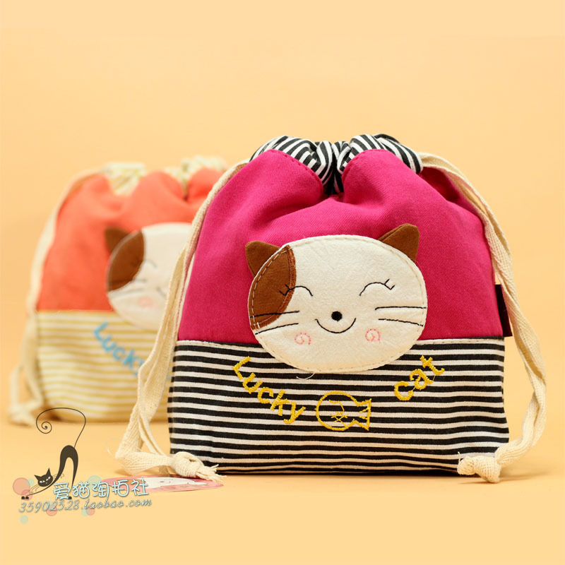 韩版正品 超萌LUCKY CAT手工布艺多功能 束口袋/随身包/袋中袋在类目 收纳整理, 家庭收纳用具, 收纳袋, 其他收纳袋中 - 来自Buy2taobao.com提供专业的淘宝代购服务