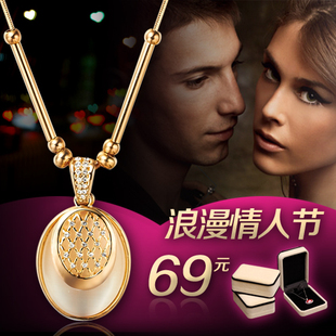  秒杀包邮米伽图饰品 欧美时尚复古百搭项链猫眼石长款毛衣链女款